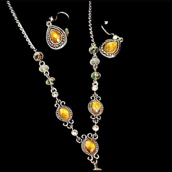 Silver necklace with matching earrings Earth tone - Picture 5 of 5